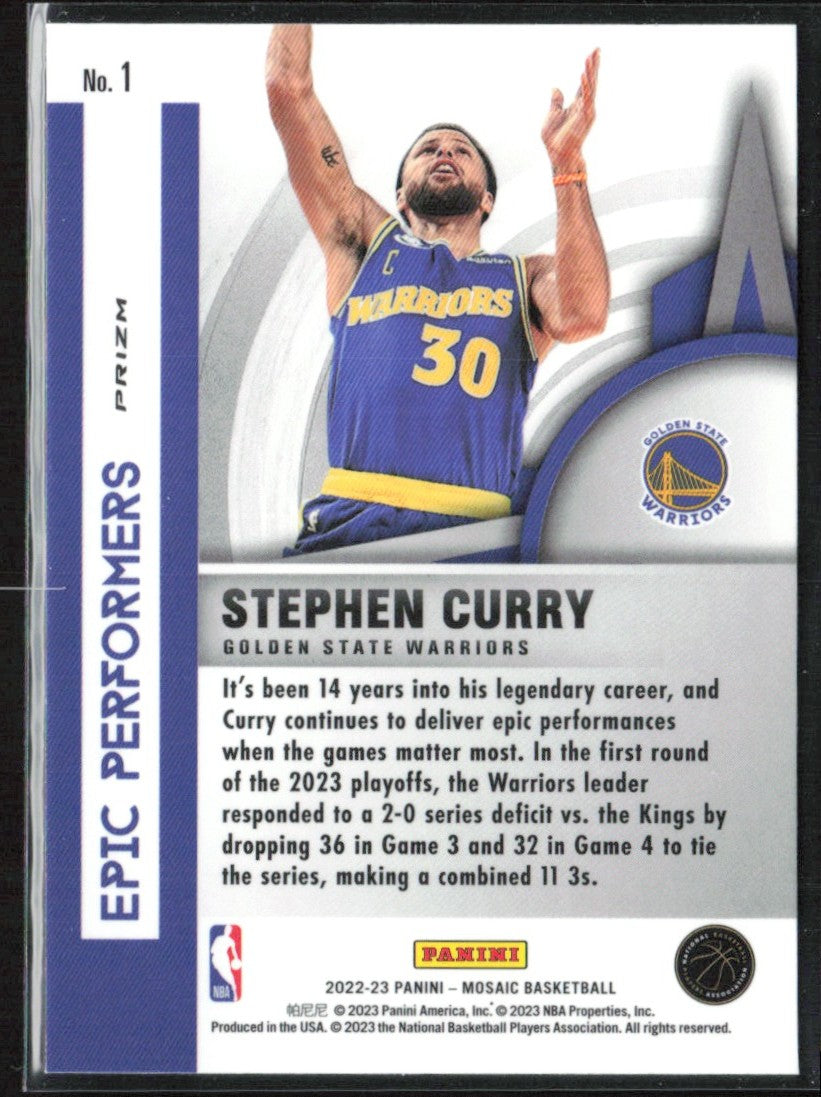 Stephen Curry 2022 Panini Mosaic Epic Performers Green #1 Golden State Warriors
