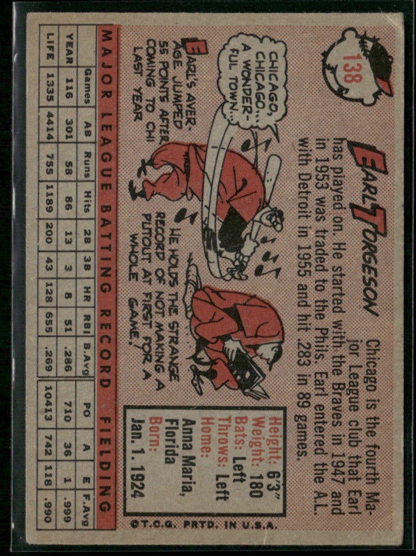 Earl Torgeson 1958 Topps #138 Chicago White Sox