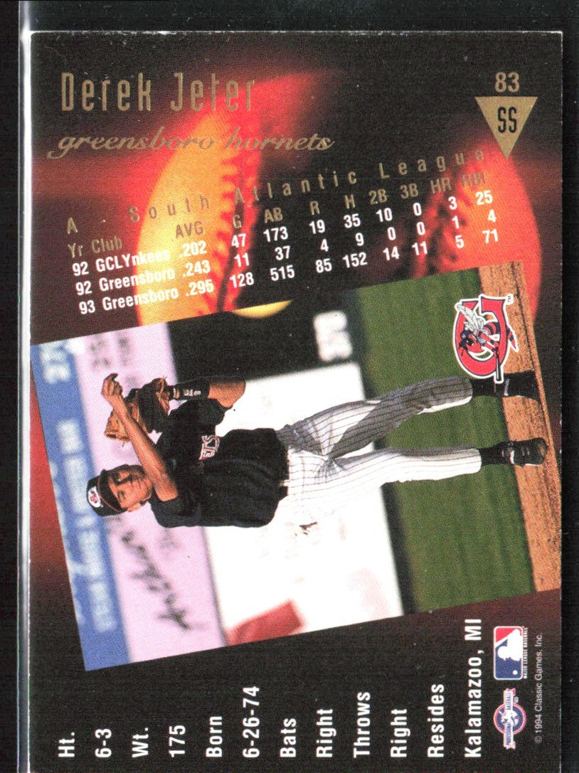 Derek Jeter 1994 Classic Best Gold #83 Greensboro Hornets