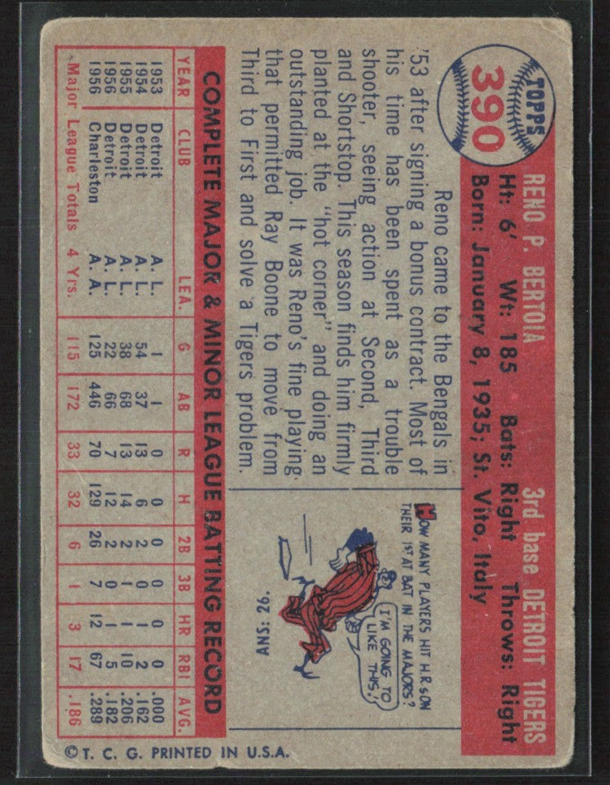 Reno Bertoia 1957 Topps #390 Detroit Tigers