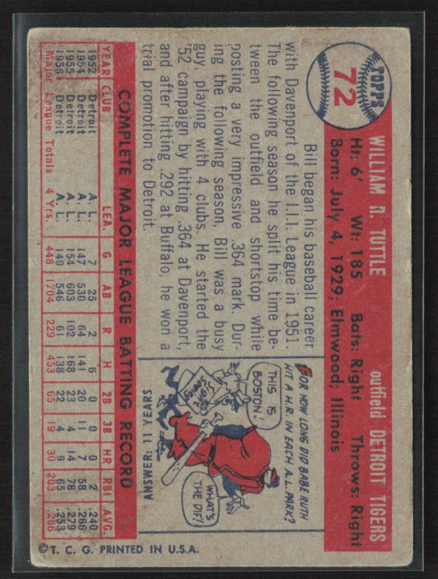 Bill Tuttle 1957 Topps #72 Detroit Tigers