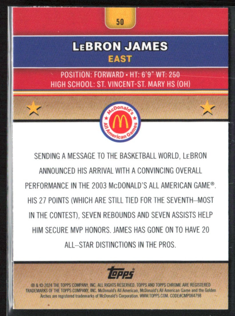 LeBron James 2024 Topps Chrome McDonald's All American #50 Cleveland Cavaliers