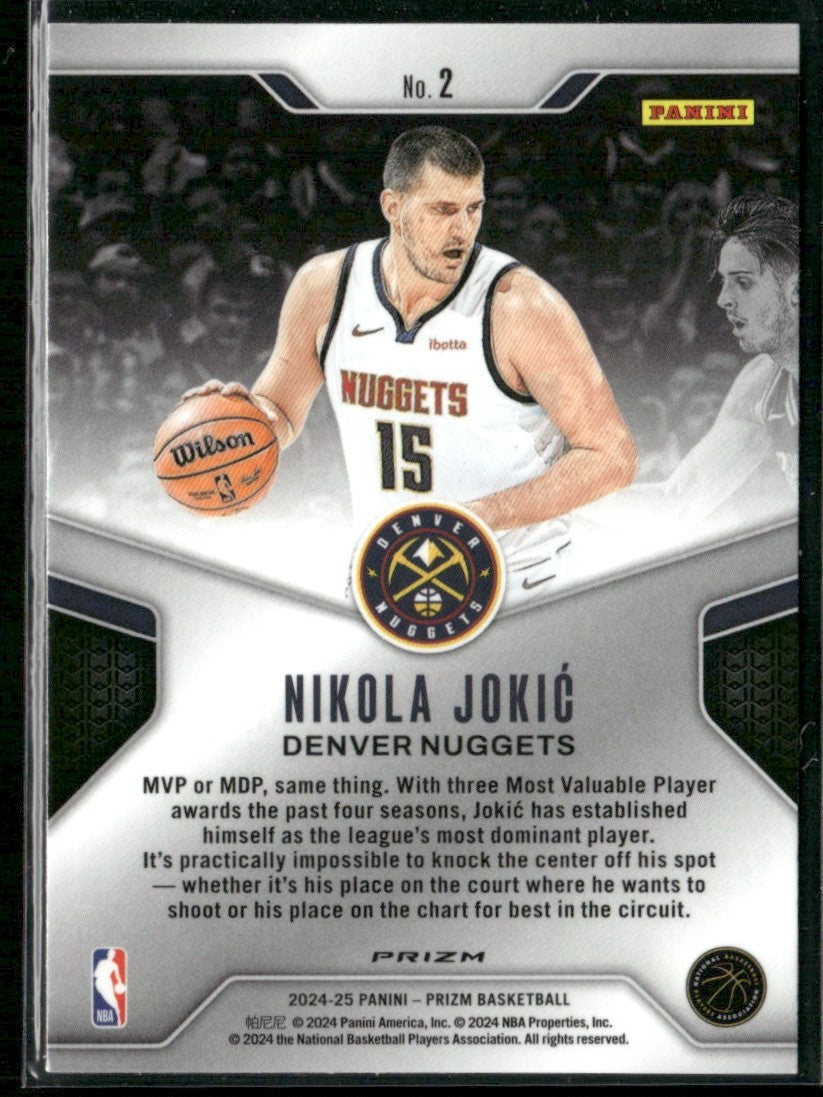 Nikola Jokic 2024 Panini Prizm Dominance Green #2 Denver Nuggets