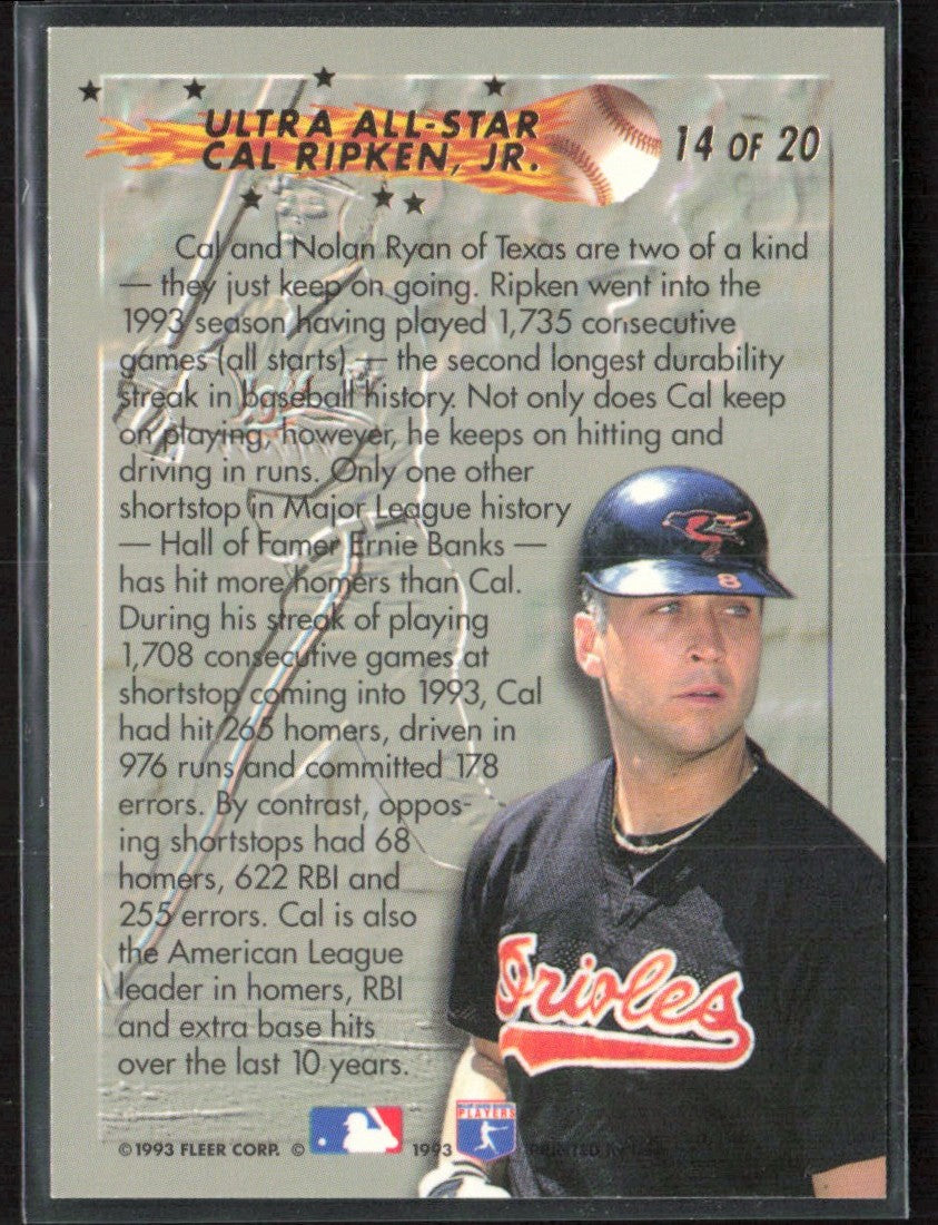 Cal Ripken Jr. 1993 Fleer Ultra All-Stars #14 Baltimore Orioles