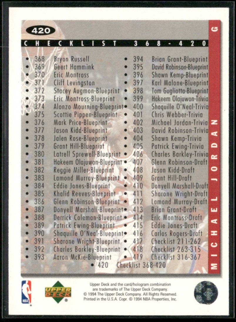 Michael Jordan 1994 Upper Deck Collector's Choice #420 Chicago Bulls