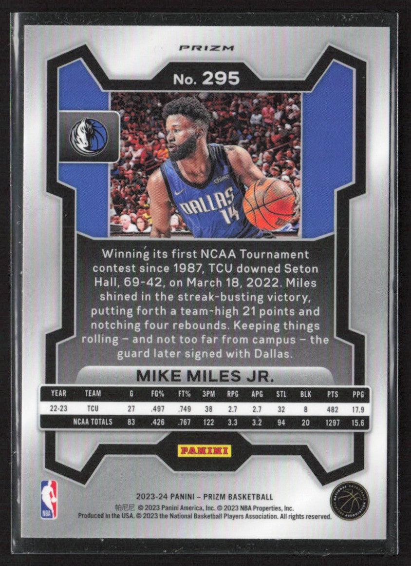 Mike Miles Jr. 2023 Panini Prizm Silver RC #295 Dallas Mavericks