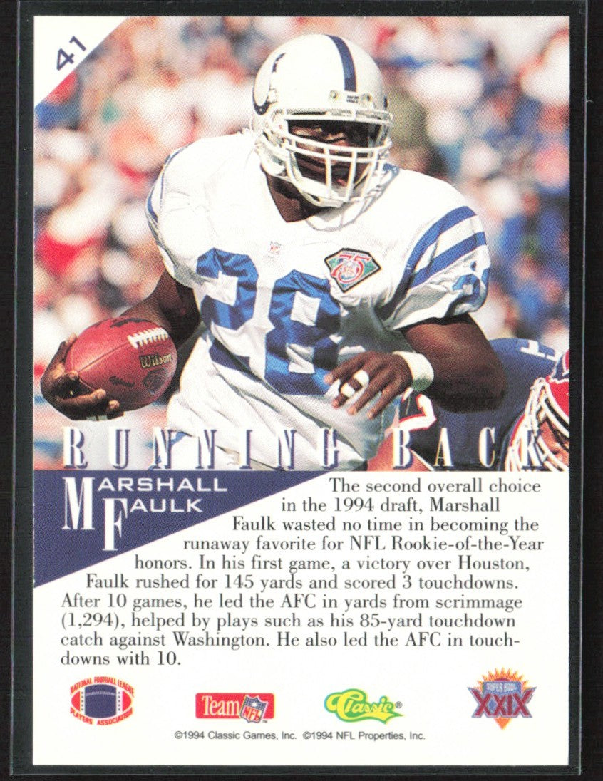 Marshall Faulk 1995 Classic NFL Experience #41 Indianapolis Colts
