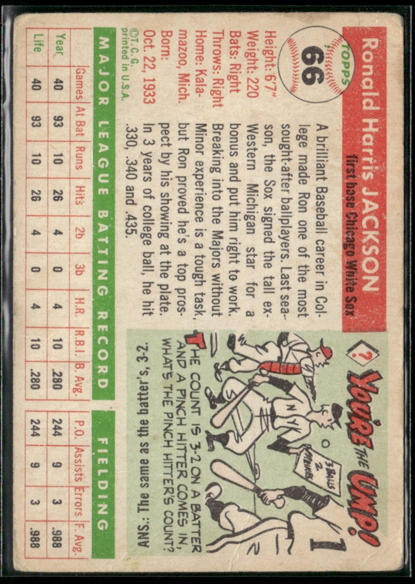 Ron Jackson 1955 Topps RC #66 Chicago White Sox