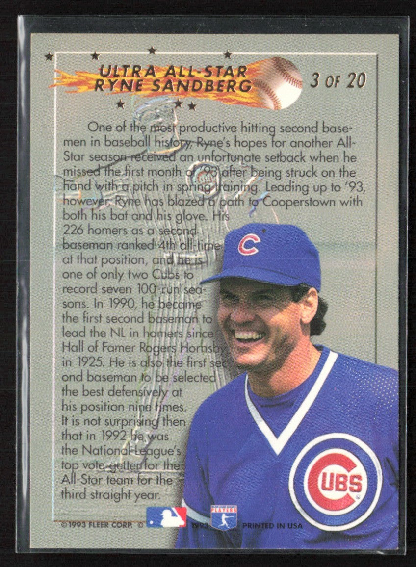 Ryne Sandberg 1993 Fleer Ultra All-Stars #3 Chicago Cubs