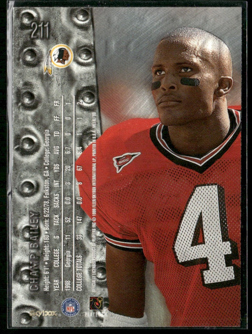 Champ Bailey 1999 SkyBox Metal Universe RC #211 Washington Redskins