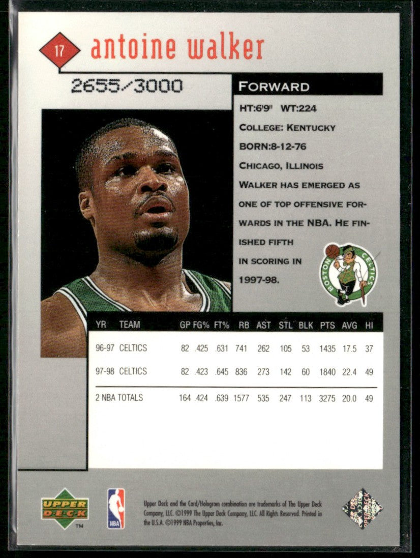 Antoine Walker 1998 Upper Deck Black Diamond Double /3000 #17 Boston Celtics