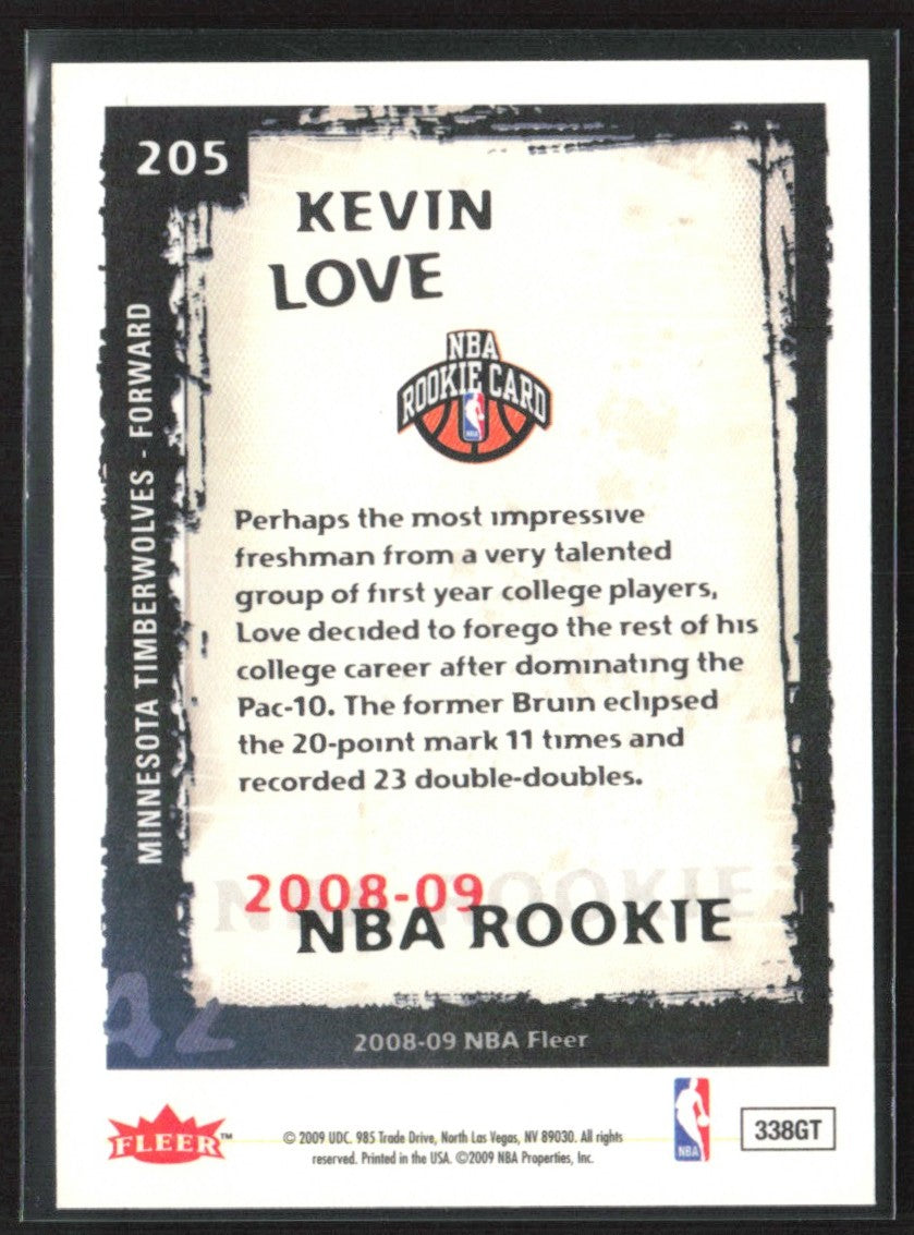 Kevin Love 2008 Fleer RC #205 Minnesota Timberwolves