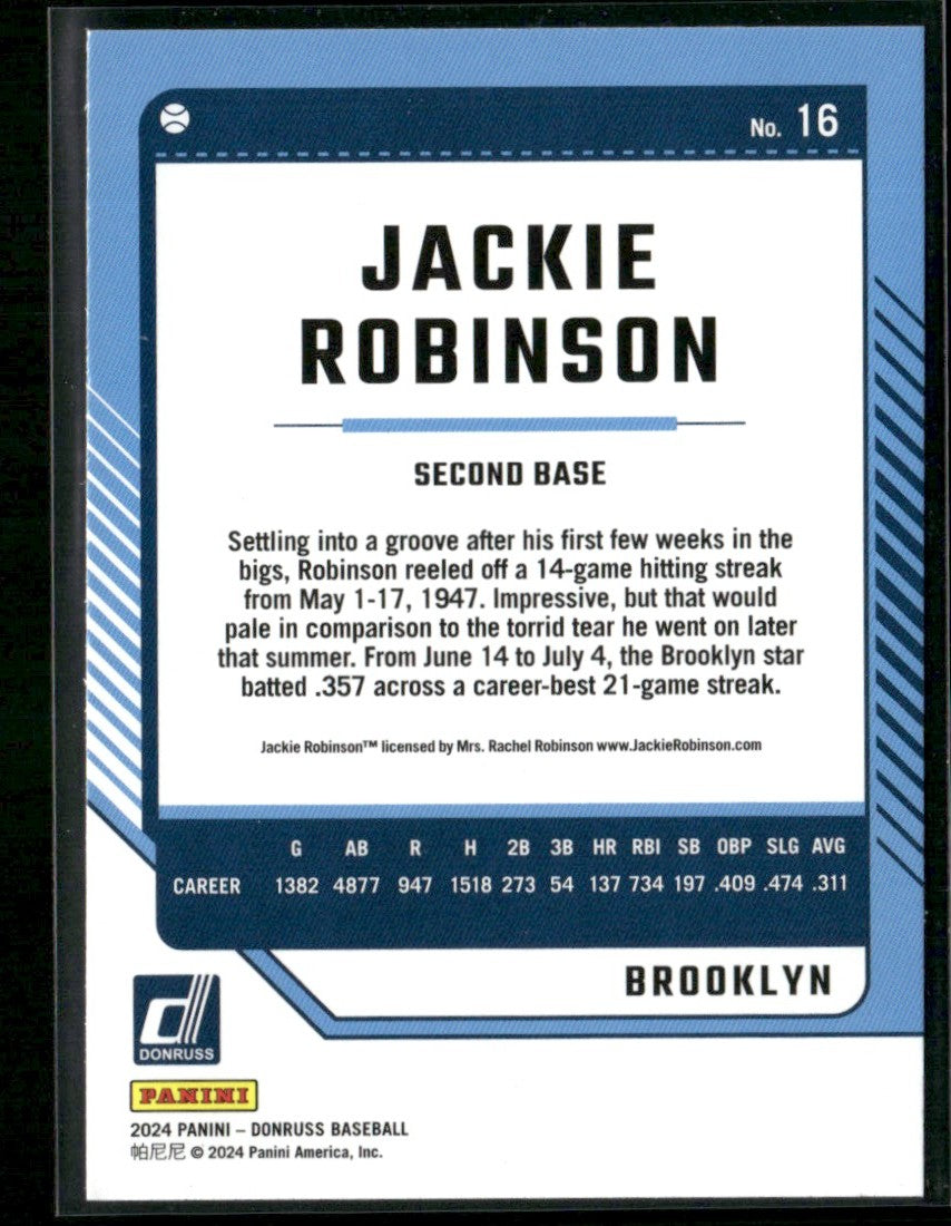 Jackie Robinson 2024 Panini Donruss Statue of Liberty #16 Brooklyn Dodgers