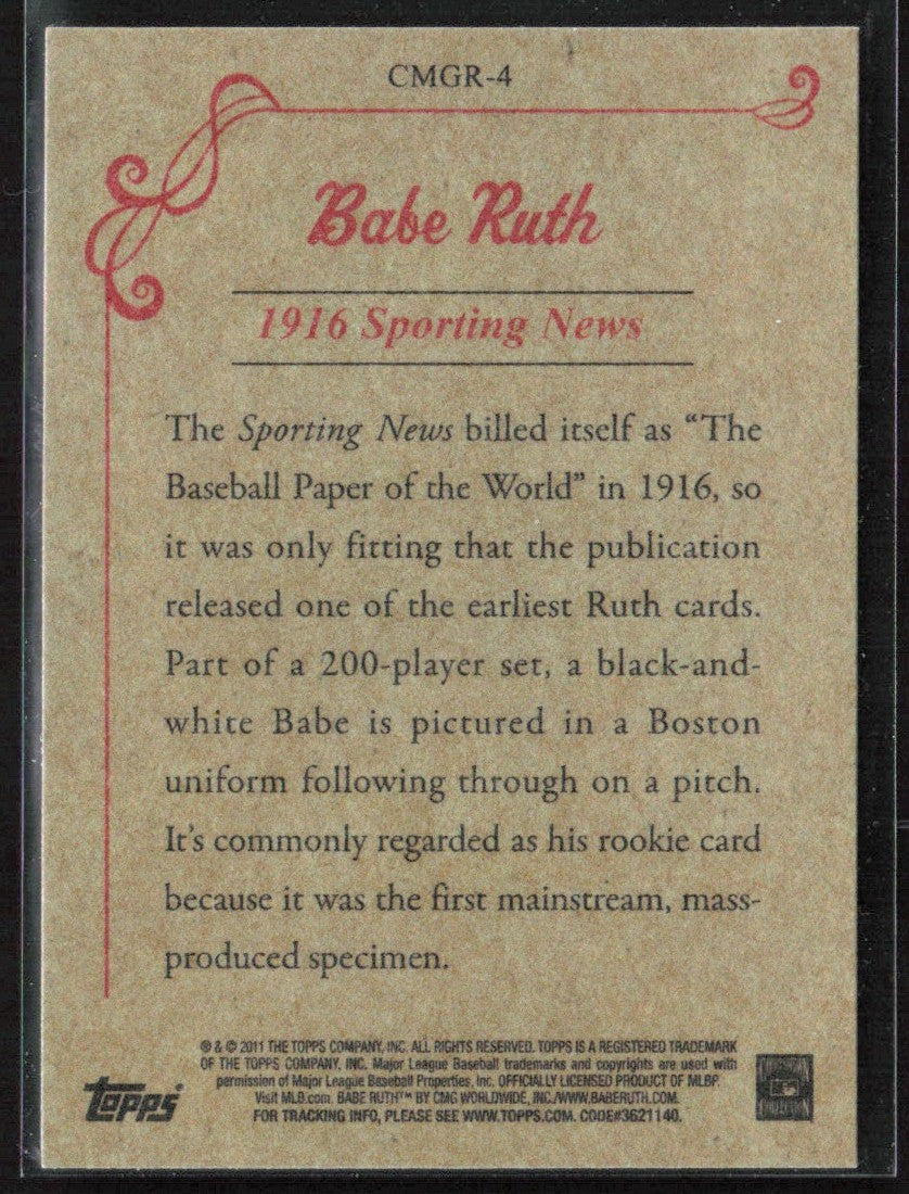 Babe Ruth 2011 Topps CMG Reprints #CMGR-4 Boston Red Sox