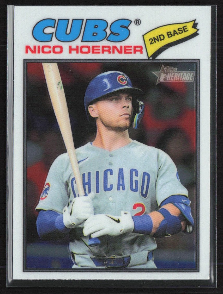 Nico Hoerner 2026 Topps Heritage Chrome #28 Chicago Cubs