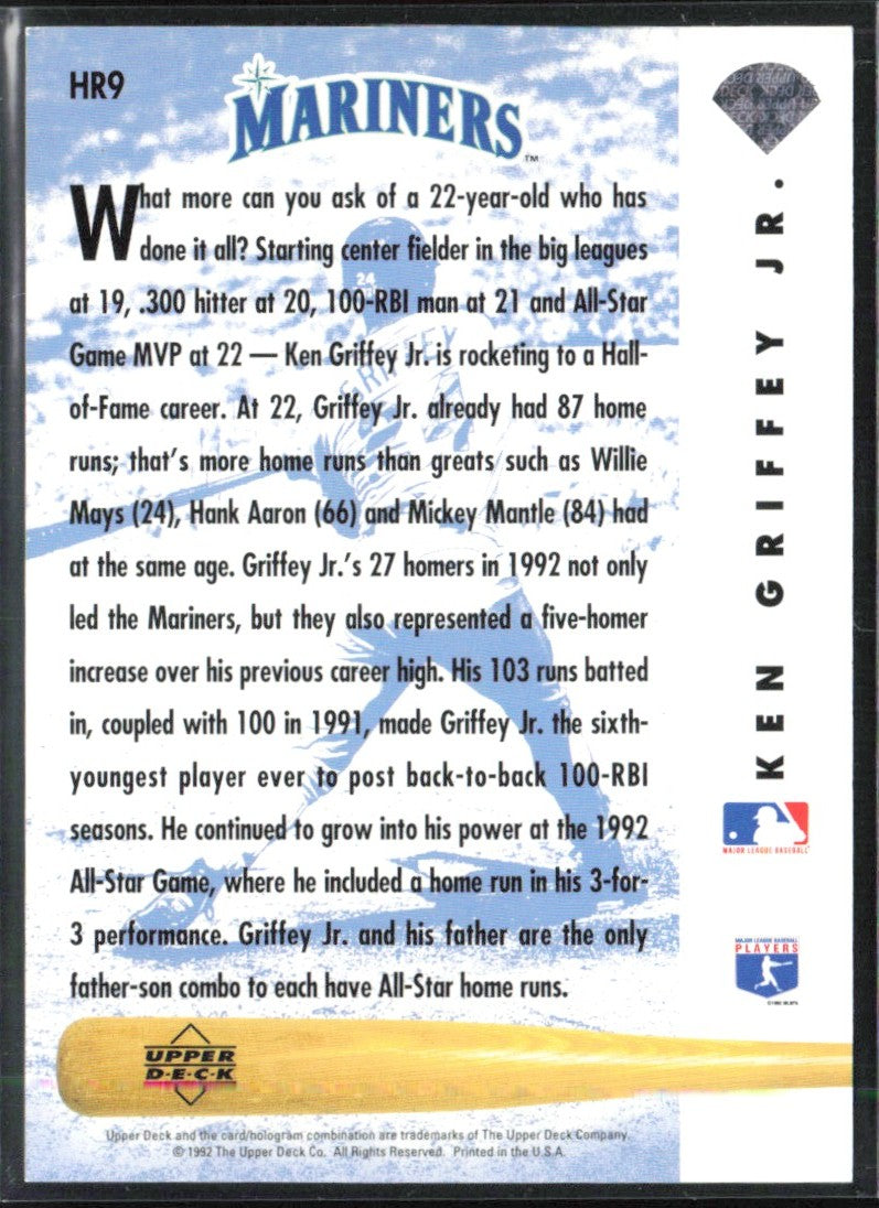 Ken Griffey Jr. 1993 Upper Deck Home Run Heroes #HR9 Seattle Mariners