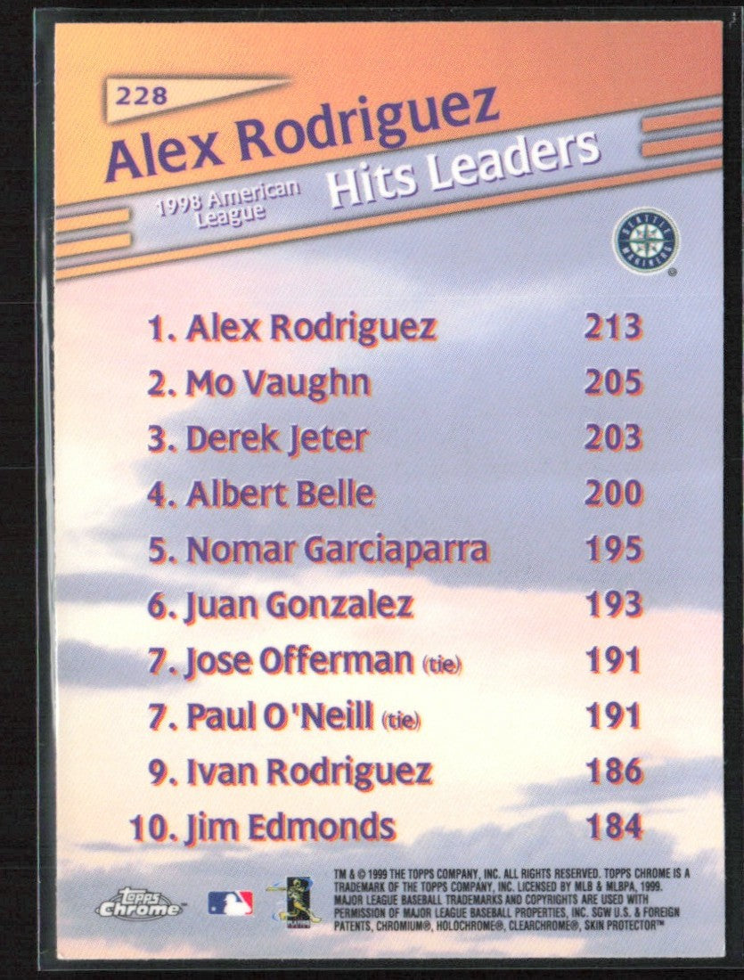 Alex Rodriguez 1999 Topps Chrome #228 Seattle Mariners