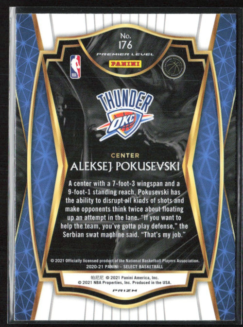 Aleksej Pokusevski 2020 Panini Select Premier Blue White Purple Cracked Ice RC