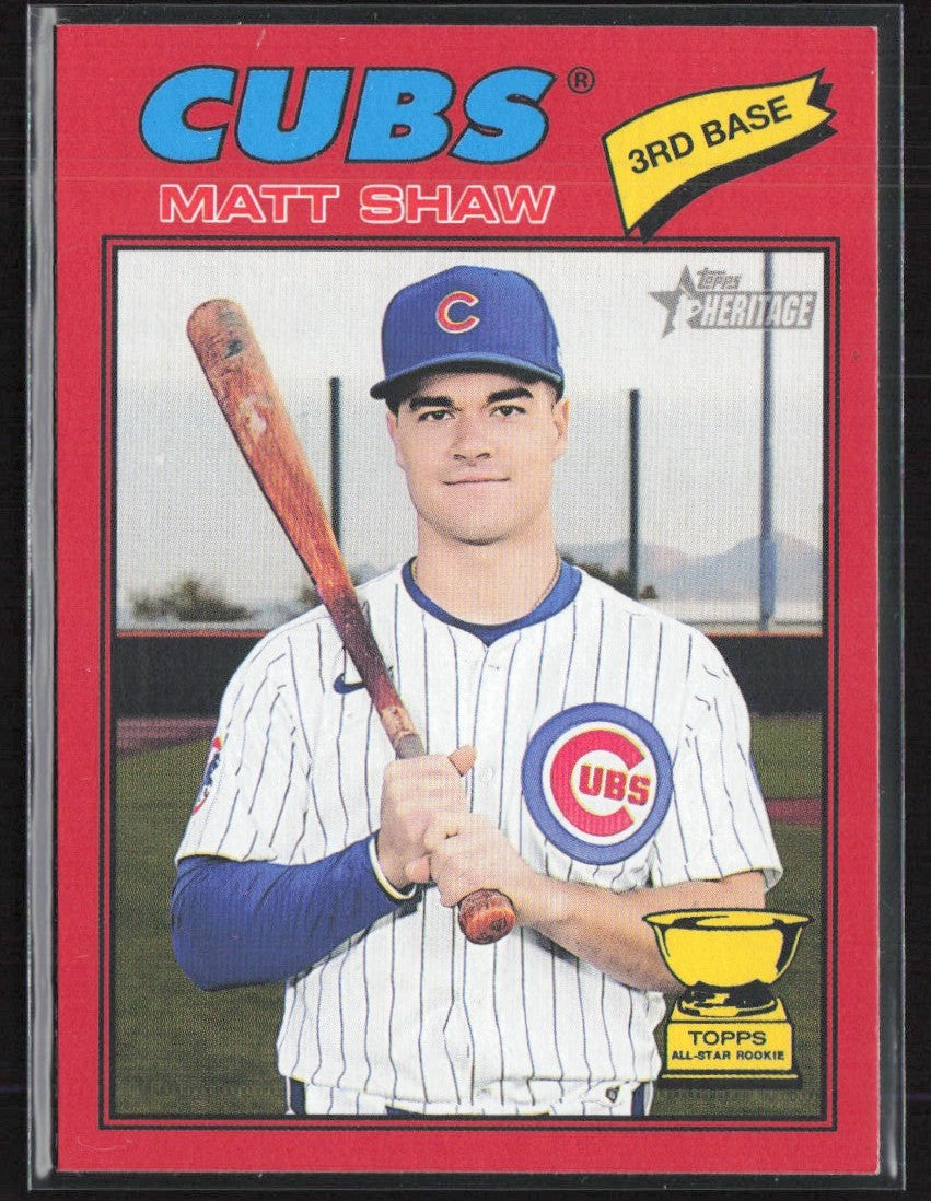 Matt Shaw 2026 Topps Heritage Red Border #299 Chicago Cubs