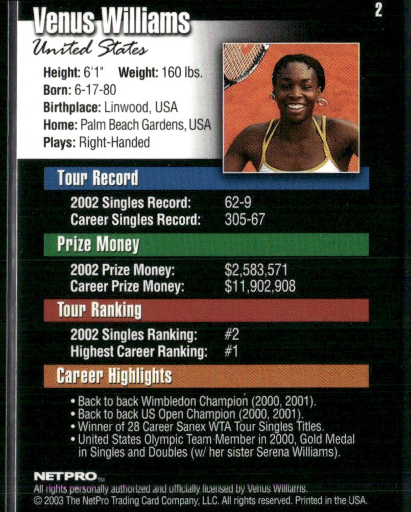 Venus Williams 2003 NetPro #2