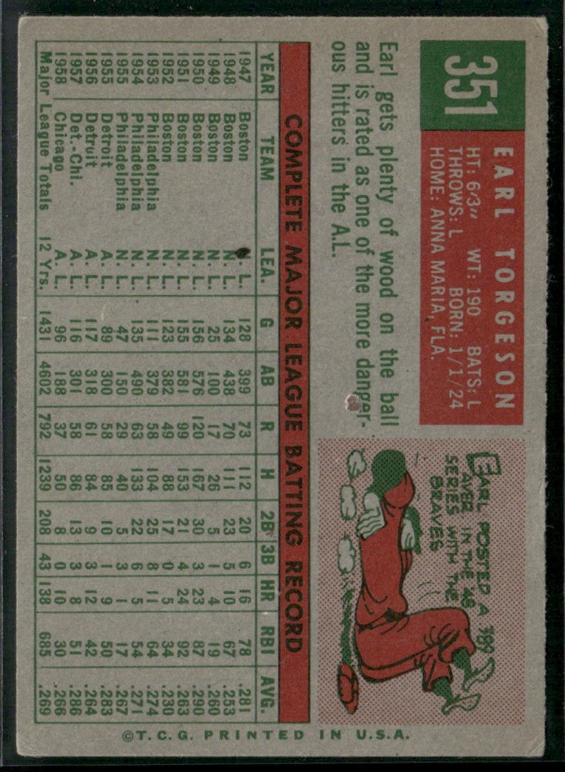 Earl Torgeson 1959 Topps #351 Chicago White Sox