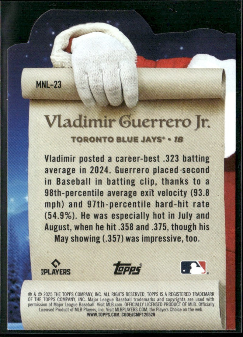 Vladimir Guerrero Jr. 2025 Topps Holiday Making The Nice List #MNL-23
