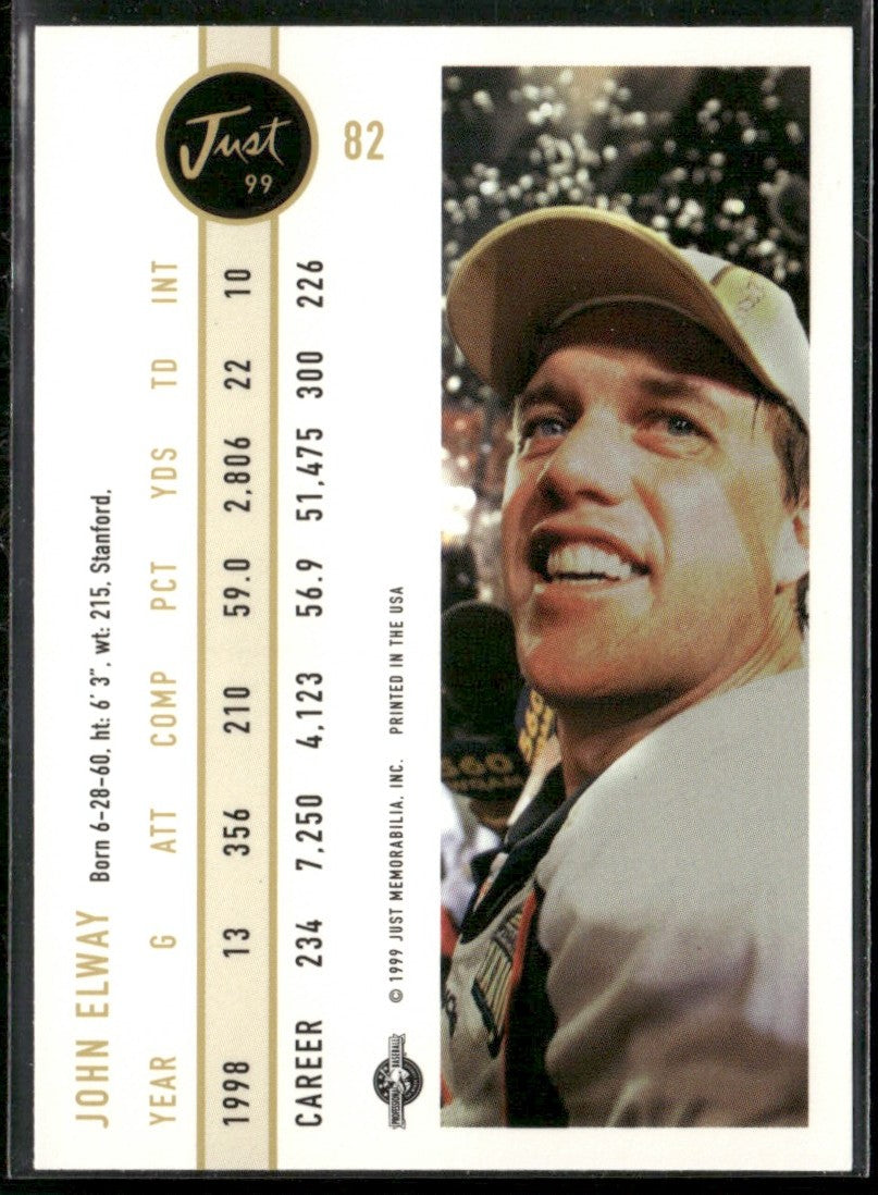 John Elway 1999 Just Memorabilia #82 Denver Broncos
