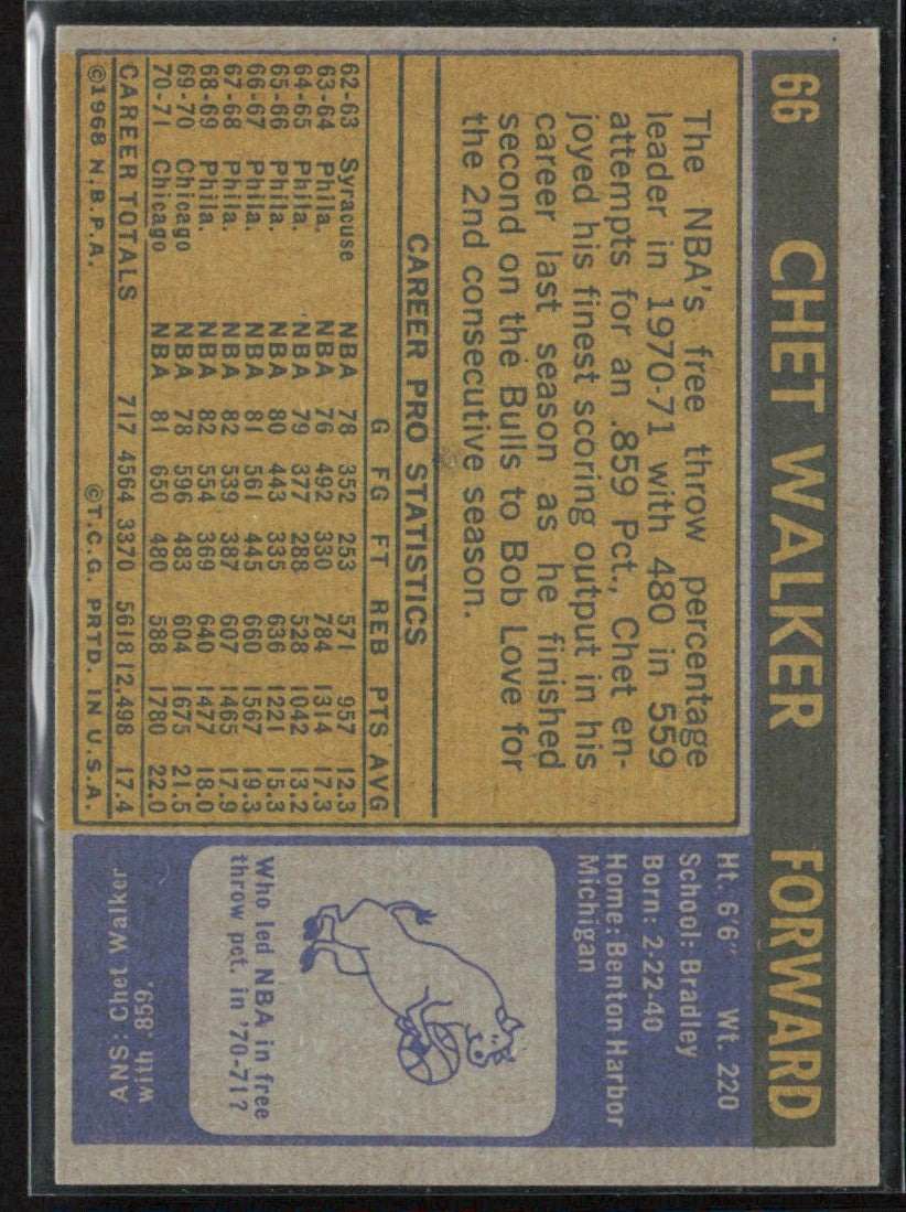 Chet Walker 1971 Topps #66 Chicago Bulls