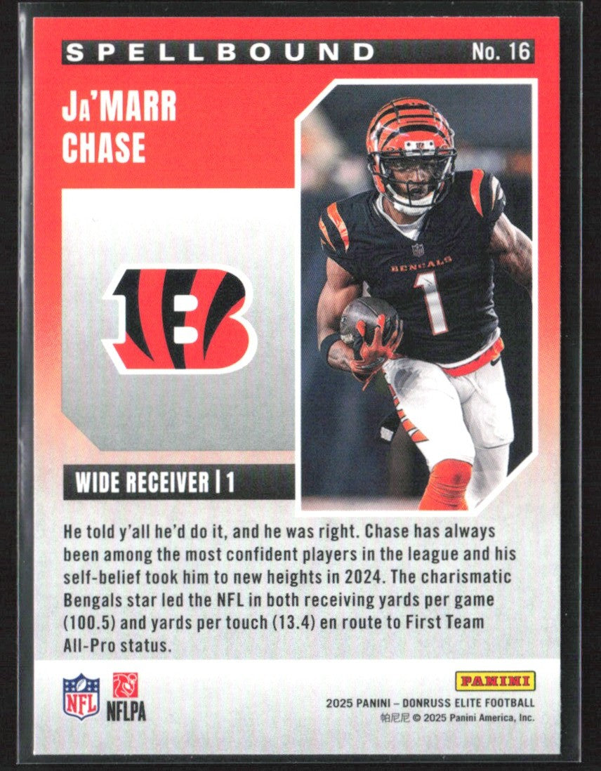 Ja'Marr Chase 2025 Donruss Elite Spellbound Pink #16 Cincinnati Bengals
