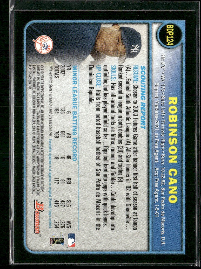Robinson Cano 2003 Bowman Draft Picks & Prospects 1st RC #BDP124