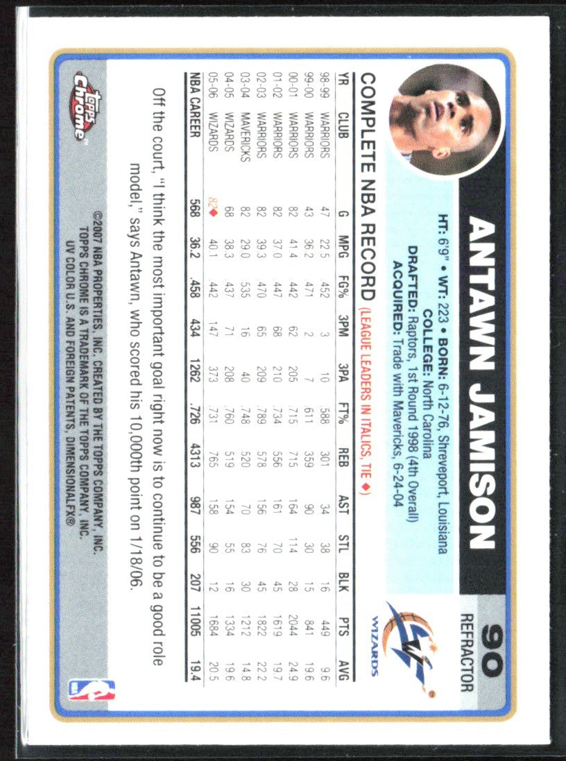 Antawn Jamison 2006 Topps Chrome Refractor #90 Washington Wizards