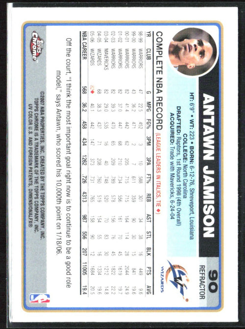 Antawn Jamison 2006 Topps Chrome Refractor #90 Washington Wizards