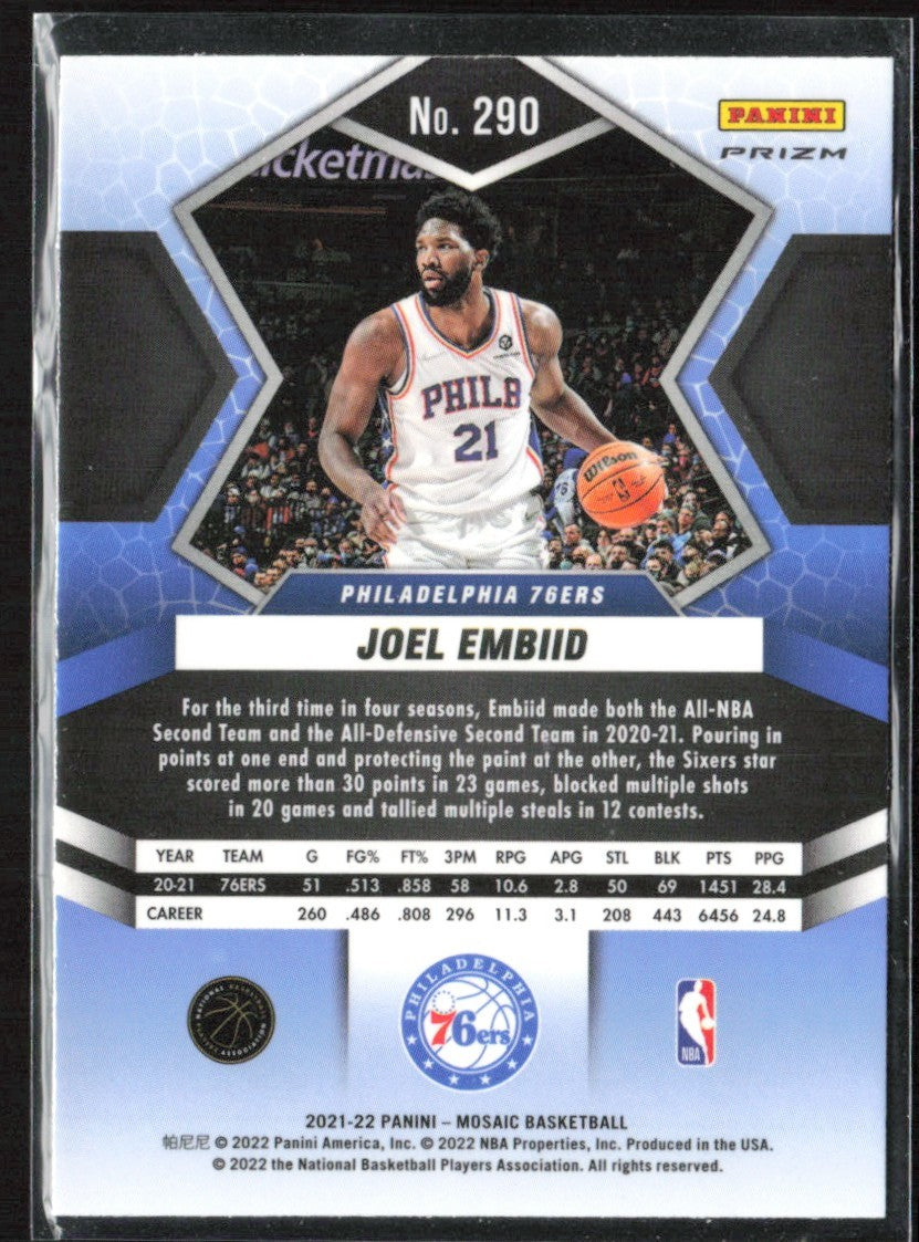 Joel Embiid 2021 Panini Mosaic All-NBA Fast Break #290 Philadelphia 76ers