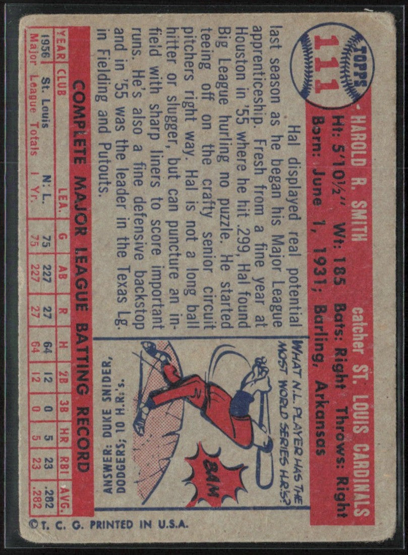 Hal Smith 1957 Topps #111 St. Louis Cardinals