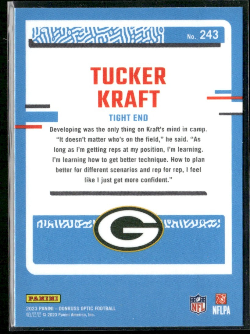 Tucker Kraft 2023 Donruss Optic Rated Rookie RC #243 Green Bay Packers
