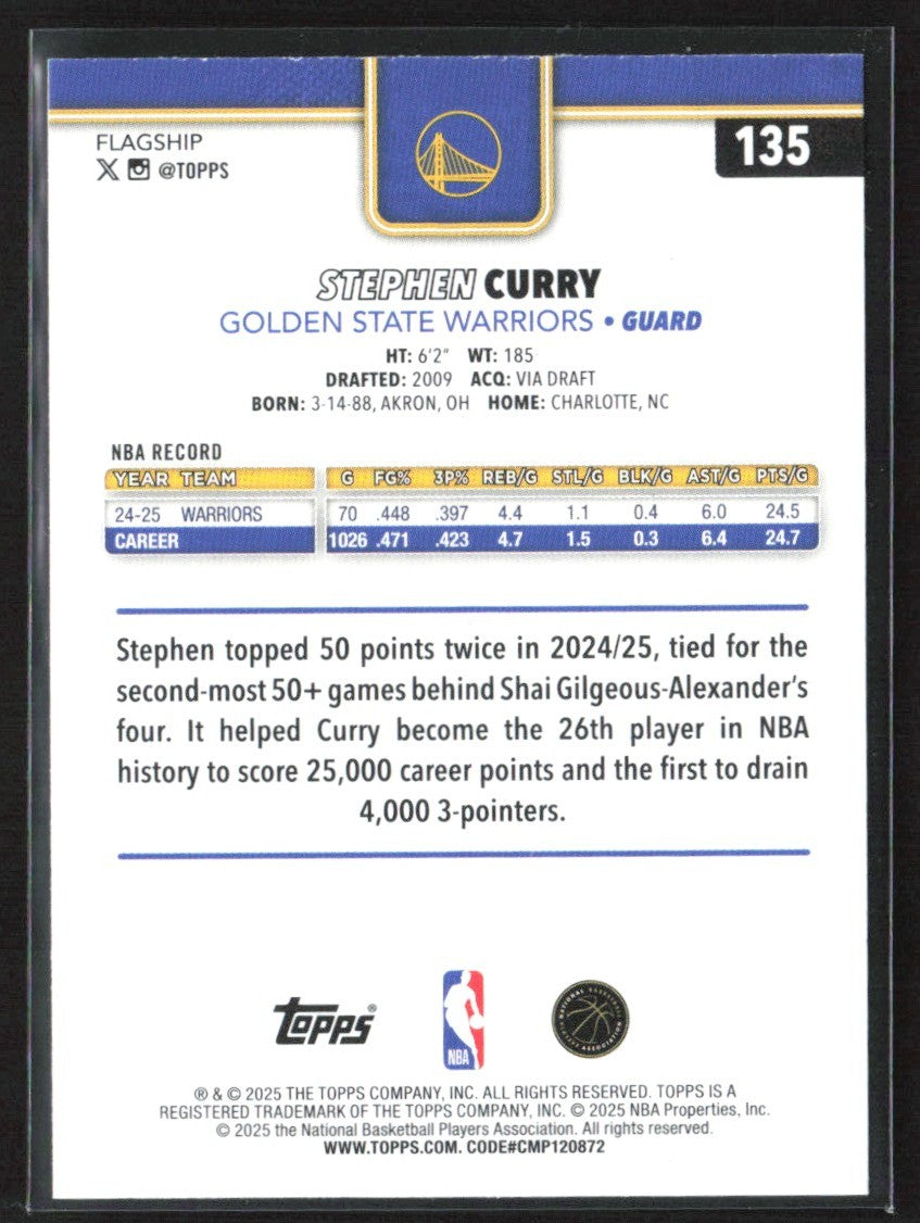 Stephen Curry 2025 Topps Season Tip-Off #135 Golden State Warriors