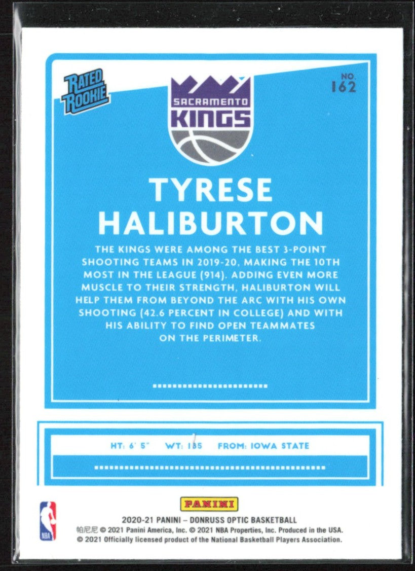 Tyrese Haliburton 2020 Donruss Optic Rated Rookie RC #162 Sacramento Kings