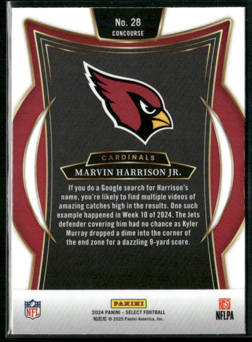 Marvin Harrison Jr 2025 Panini Select Concourse RC #28 Arizona Cardinals
