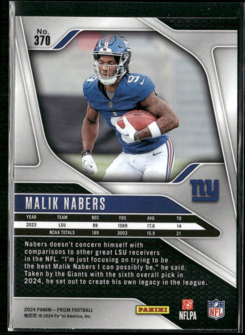 Malik Nabers 2024 Panini Prizm RC #370 New York Giants
