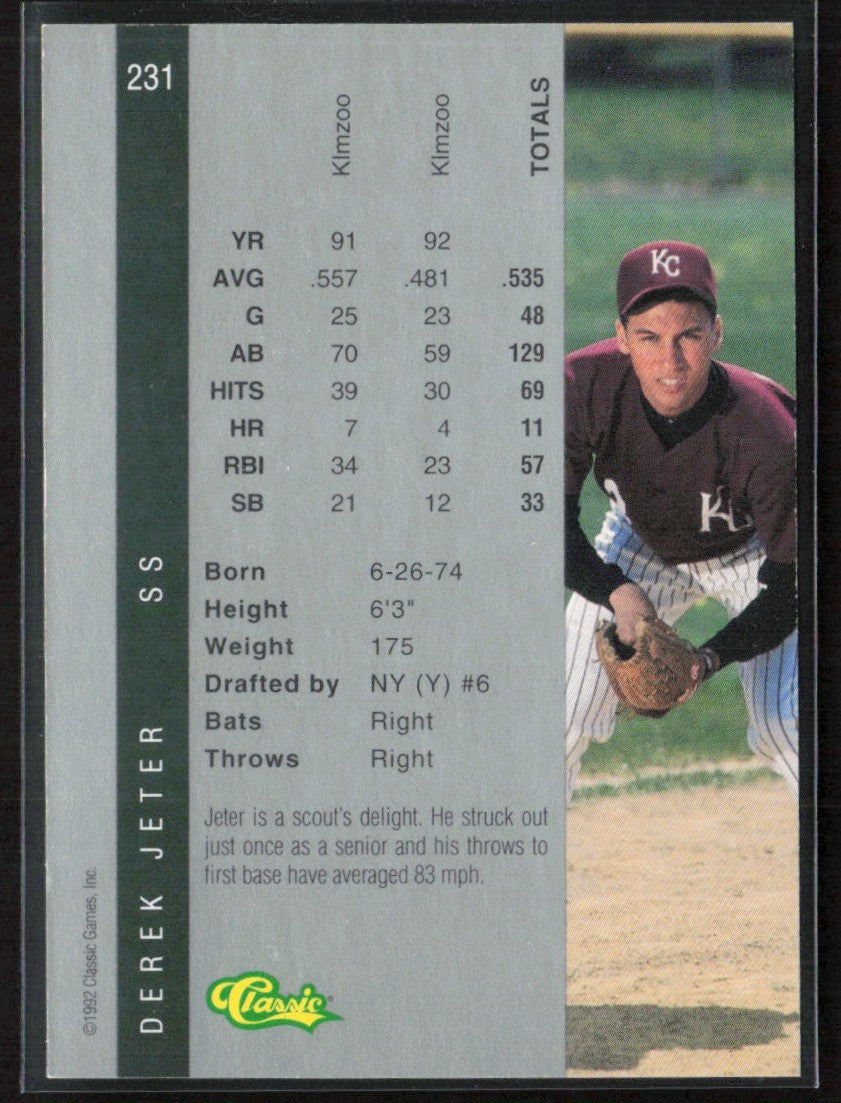 Derek Jeter 1992 Classic Four Sport #231 New York Yankees