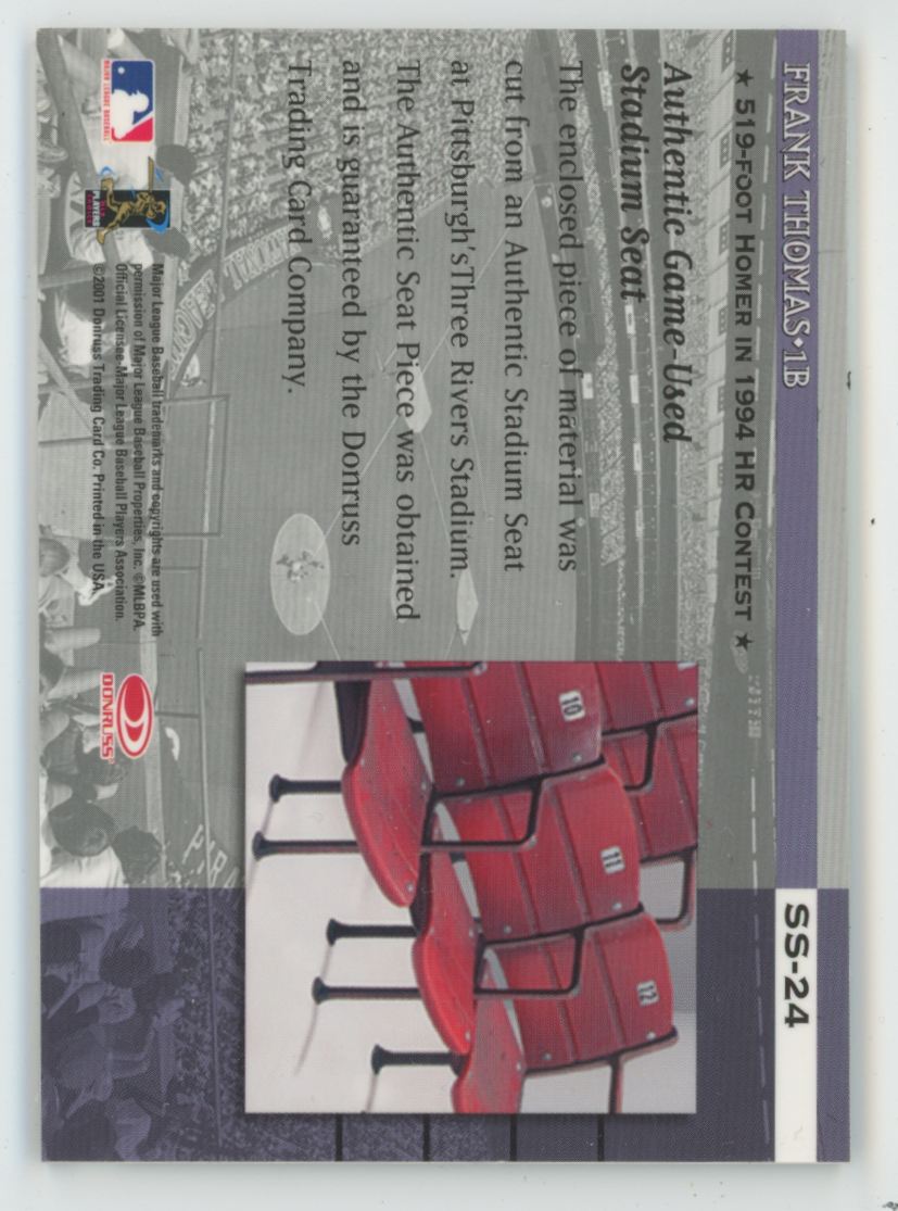 Frank Thomas 2001 Donruss Classics Stadium Stars Jersey #SS-24 Chicago White Sox