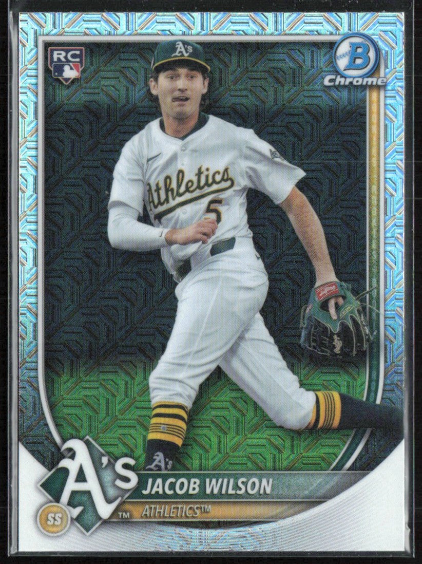 Jacob Wilson 2025 Bowman Chrome Mega Box Mojo Refractor RC #9 Oakland Athletics