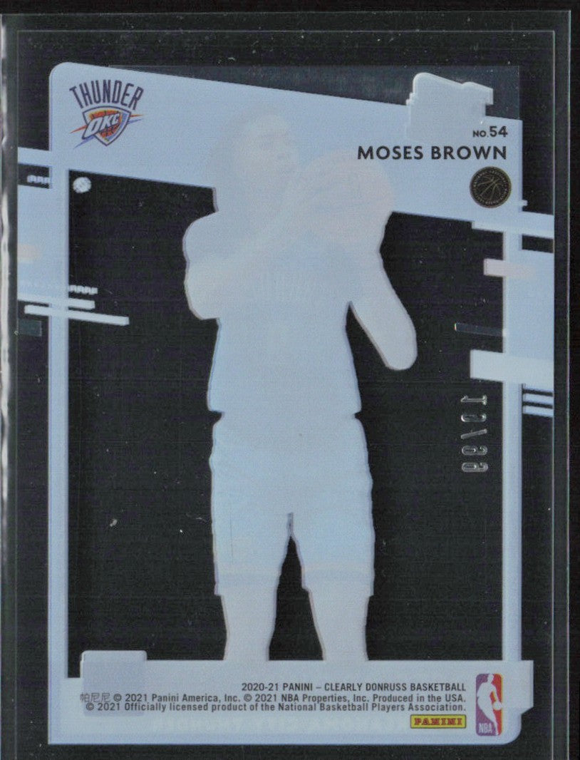 Moses Brown 2020 Clearly Donruss Blue RC /99 #54 Oklahoma City Thunder