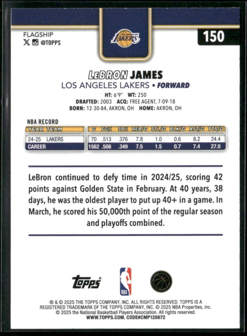 LeBron James 2025 Topps #150 Los Angeles Lakers