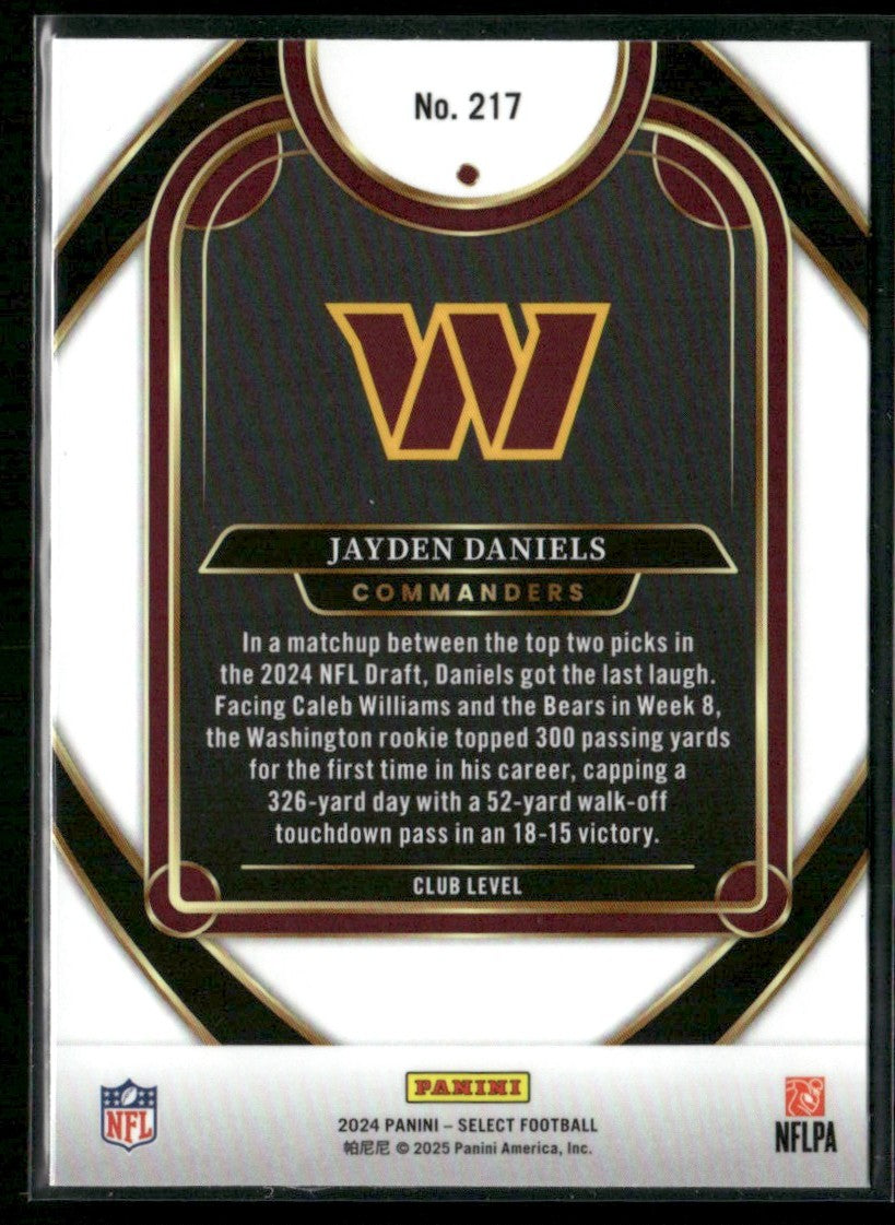 Jayden Daniels 2025 Panini Select Club #217 Washington Commanders