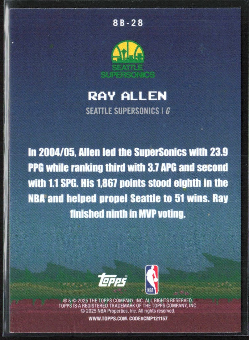 Ray Allen 2025 Topps 8-Bit Ballers #8B-28 Seattle Supersonics