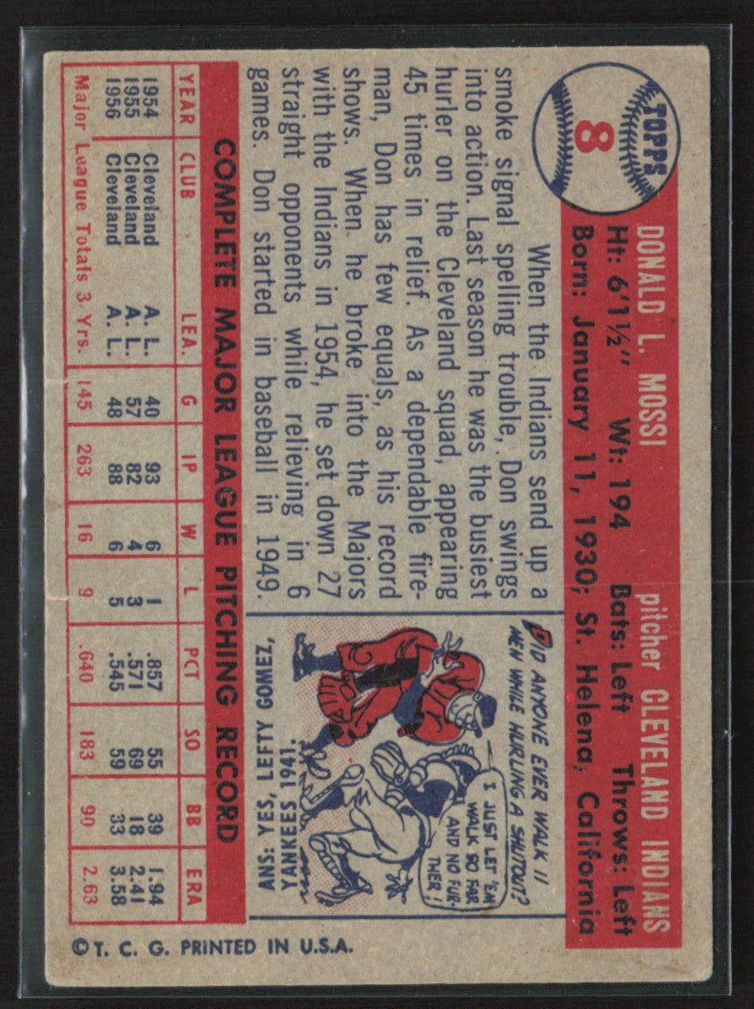 Don Mossi 1957 Topps #8 Cleveland Indians
