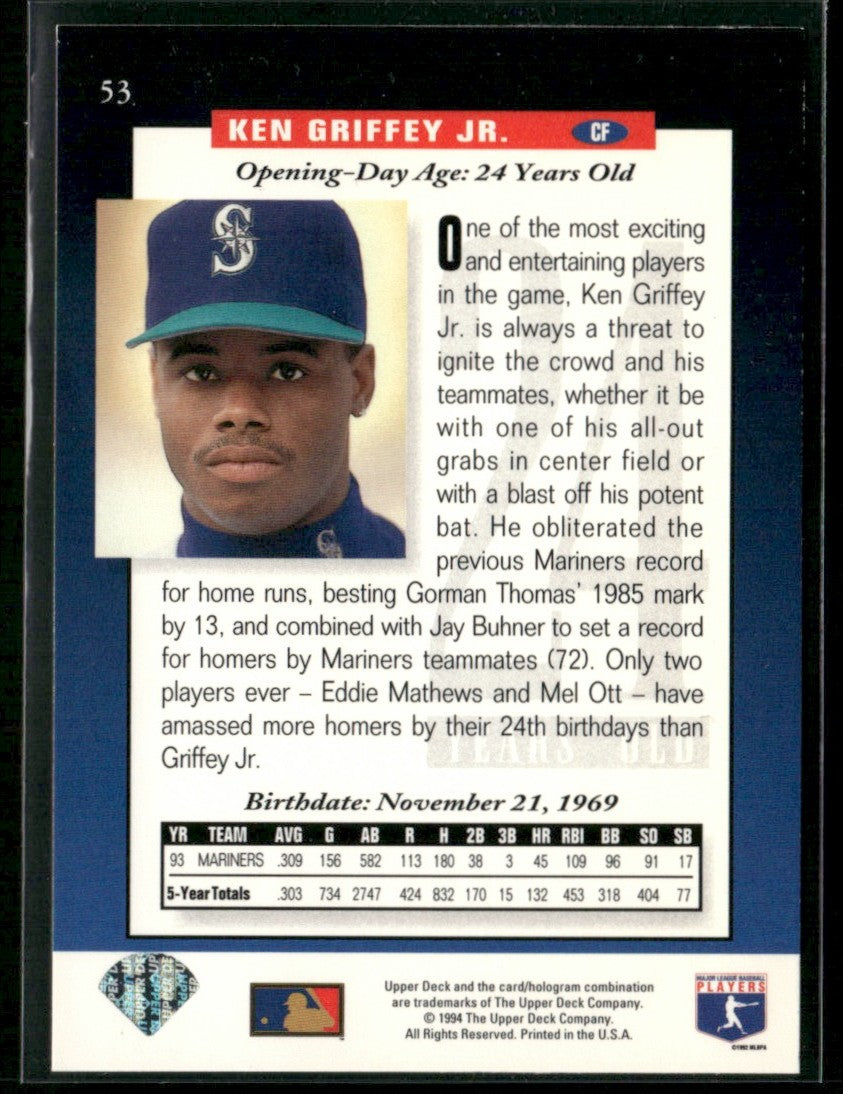 Ken Griffey Jr. 1994 Upper Deck The Future Is Now #53 Seattle Mariners