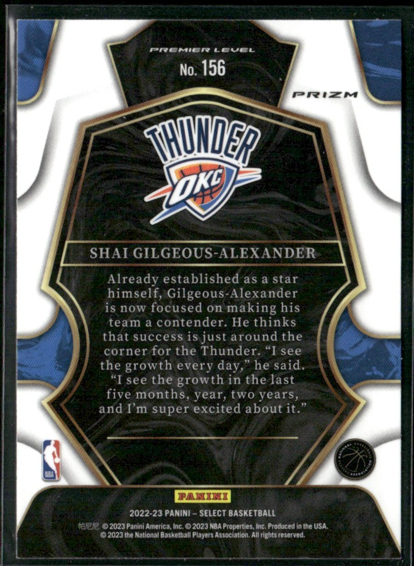 Shai Gilgeous-Alexander 2022 Panini Select Premier Silver Prizm #156