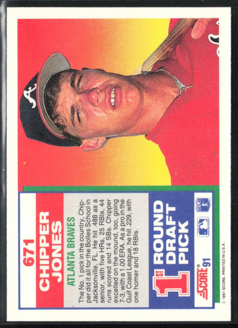 Chipper Jones 1991 Score RC #671 Atlanta Braves